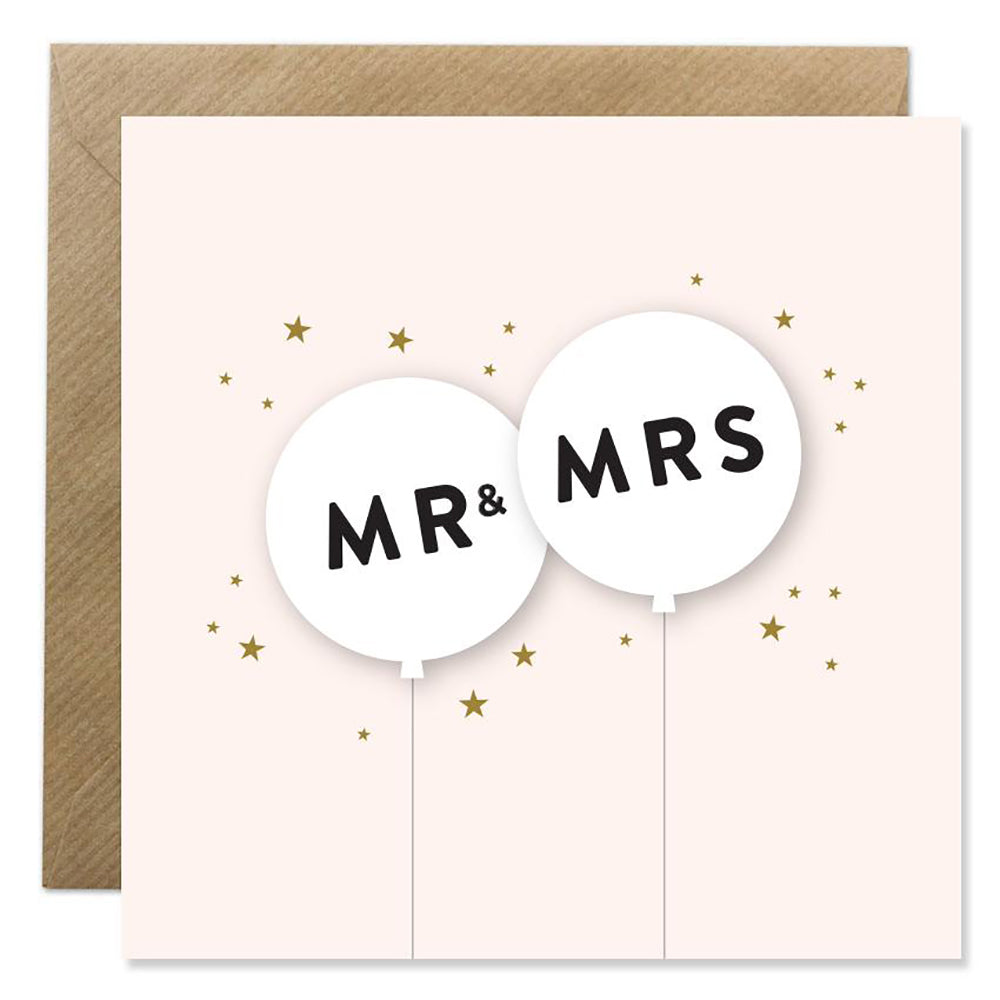 Wedding card with Mr & Mrs balloons, BB235