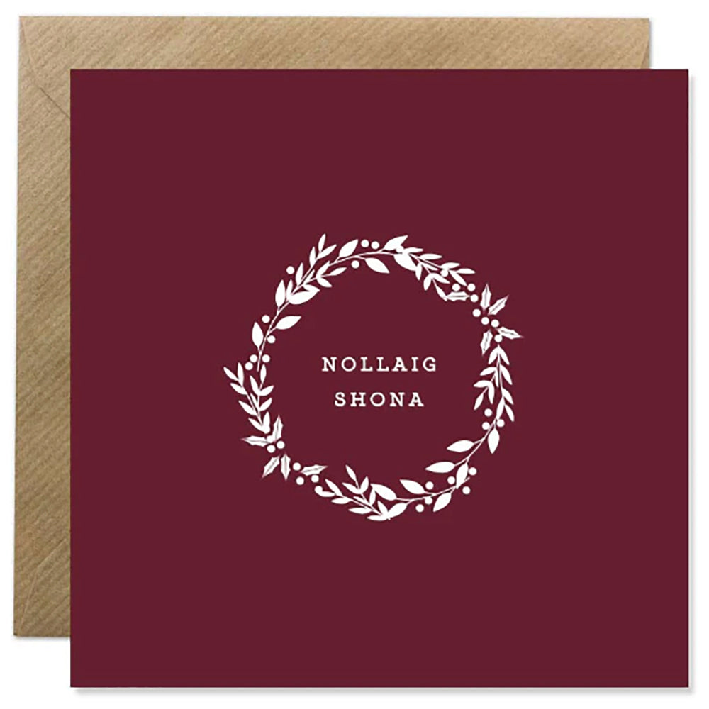 Nollaig Shona greeting card with wreath