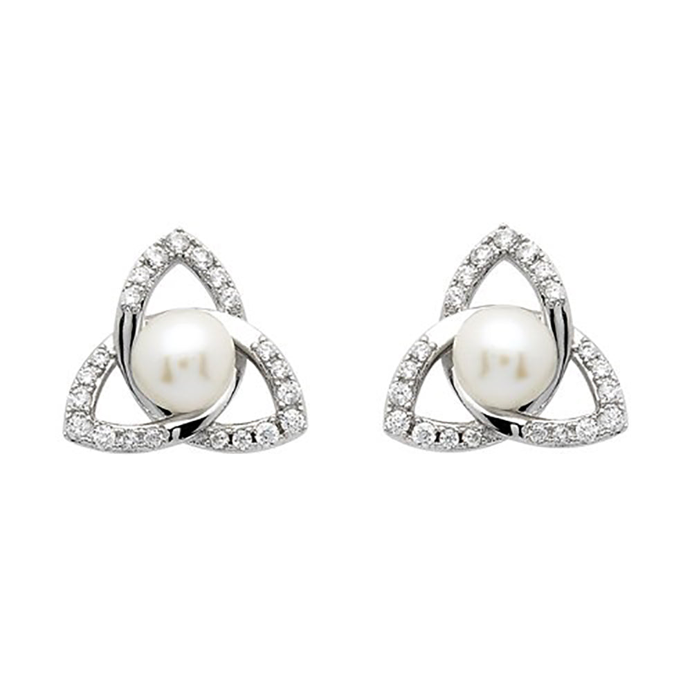 Pearl Trinity Stud Earrings