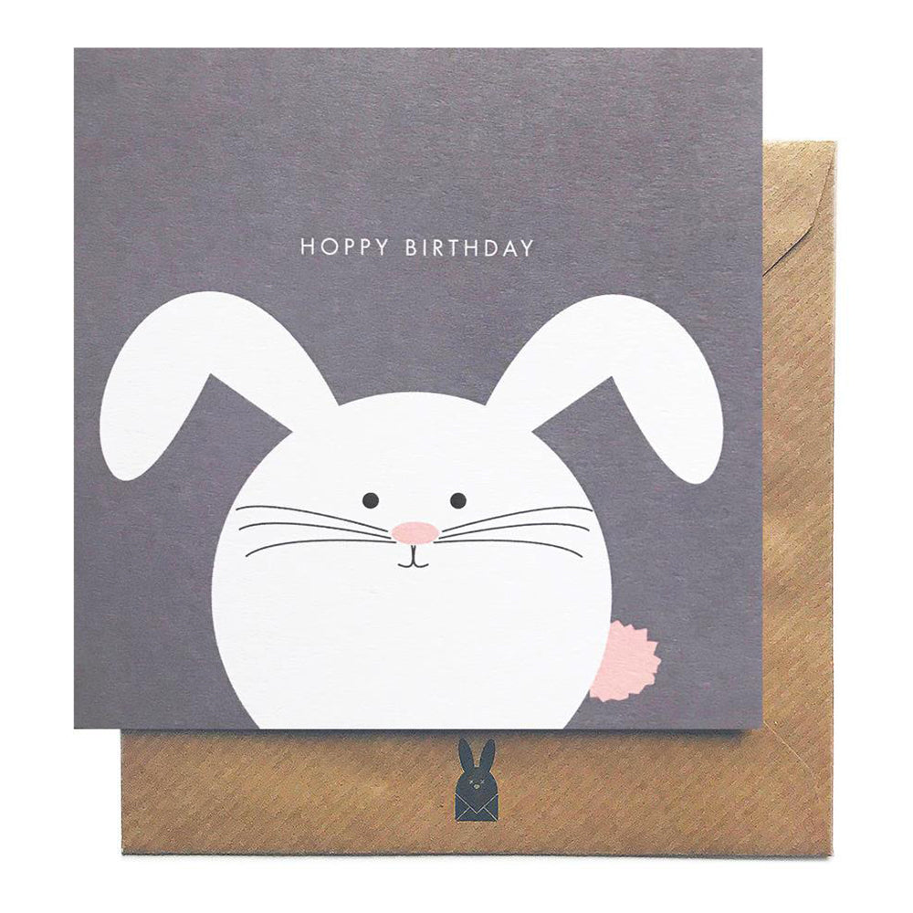 Square rabbit Hoppy Birthday card