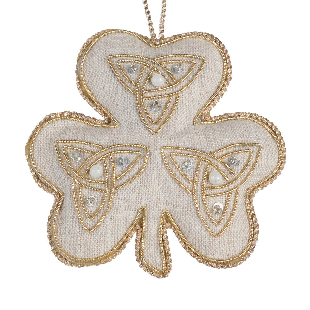 Square Shamrock Ornament with Celtic Knot Design