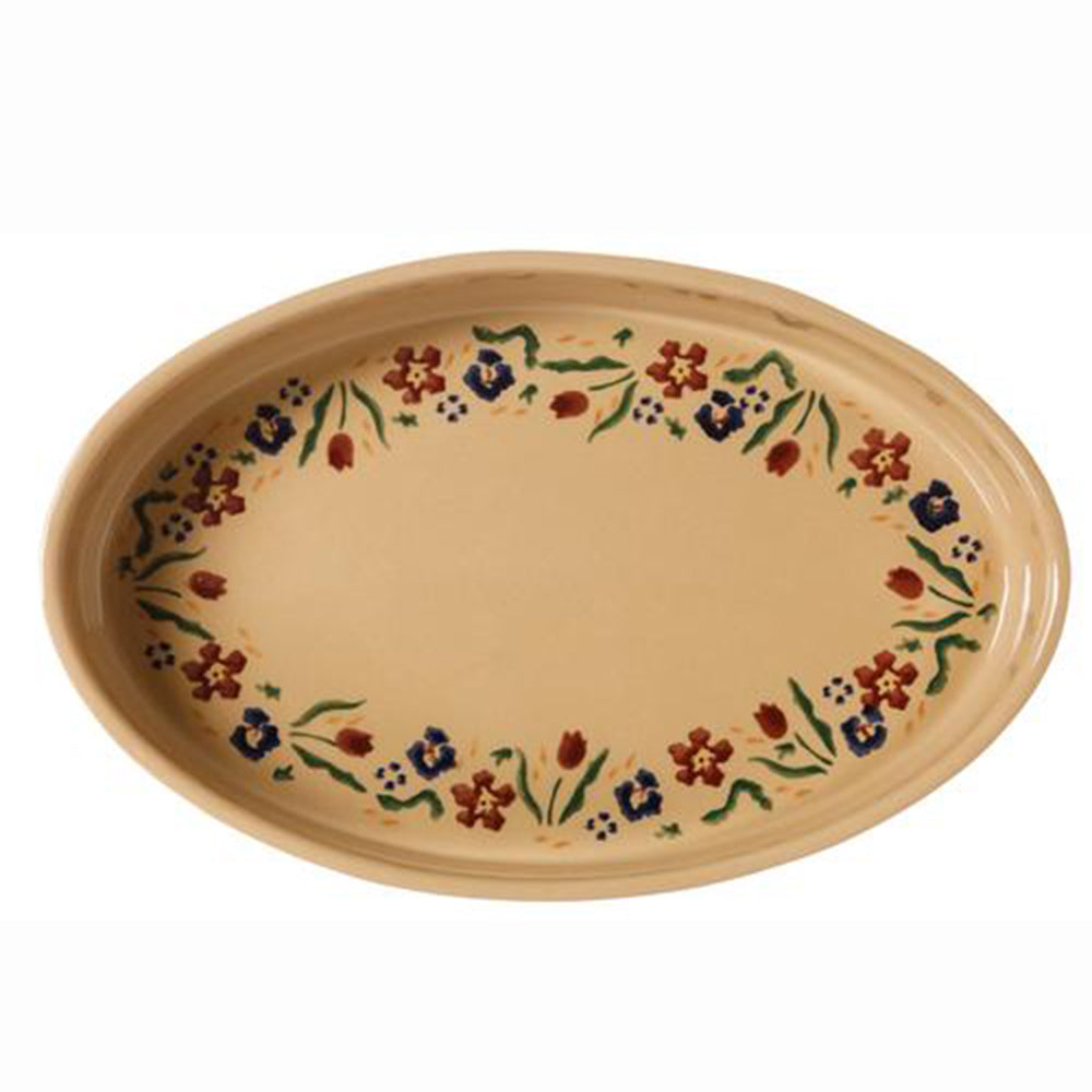 Square Wildflower Oval Dish with Floral Design