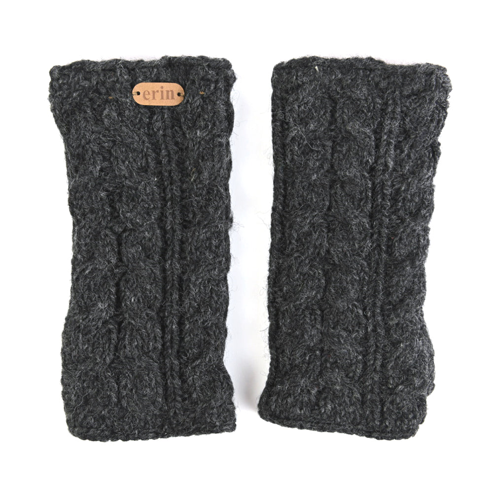 Charcoal cable knit hand warmers