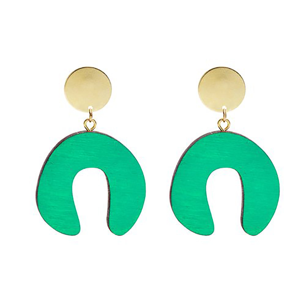 emerald green wooden earring