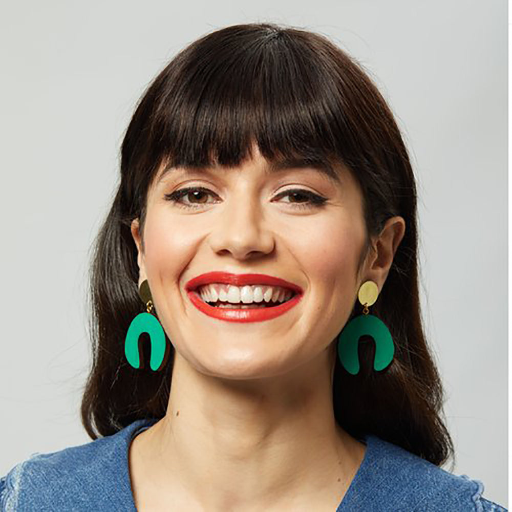 emerald green wooden earring