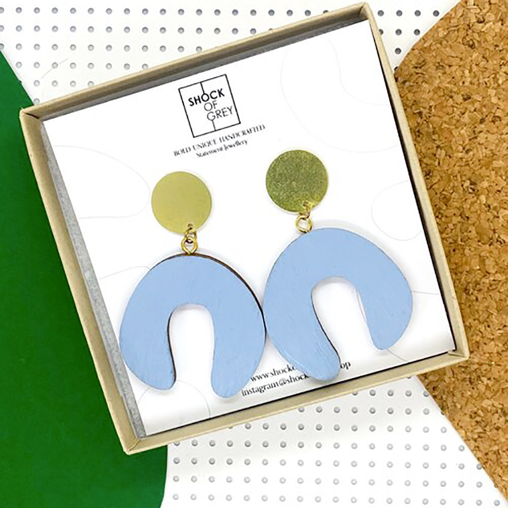 Blue Doodle Earrings in Box