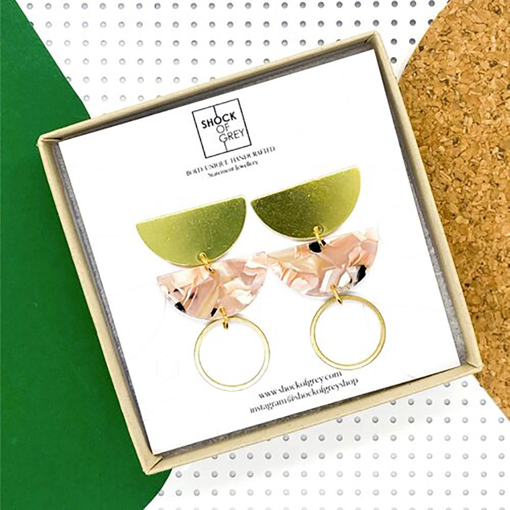 Square Jenny In Salmon Earrings