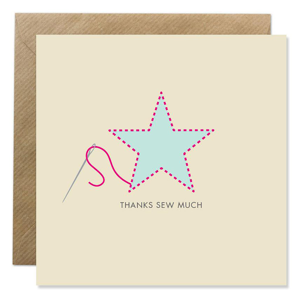 Thanks Sew Much square card with star & needle