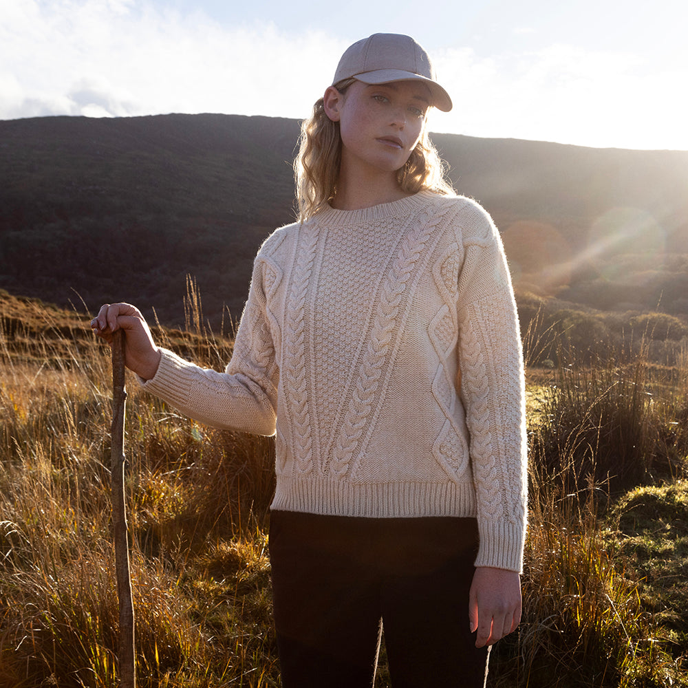 Aran Harp Stitch In Ecru 