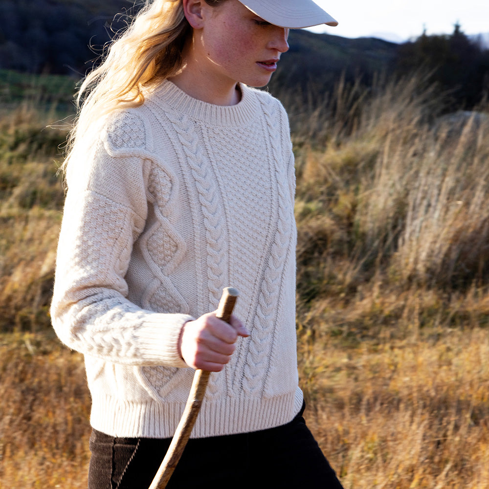 Aran Harp Stitch In Ecru 
