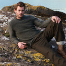 Man Wearing Crew Neck Fisherman Sweater 