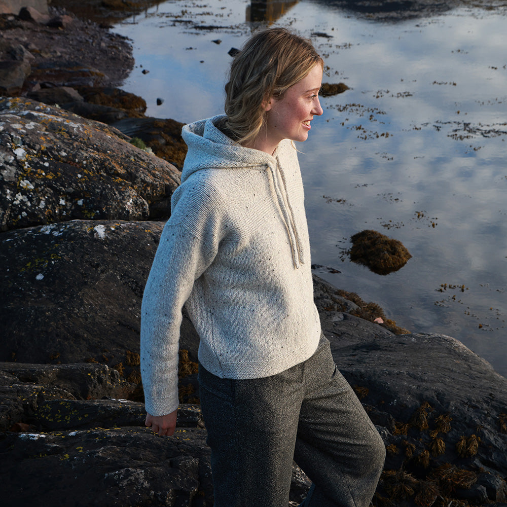 Cropped Hoodie With Pouch Pocket Oyster