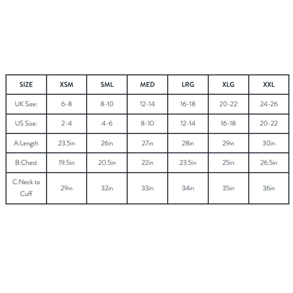 Irish Aran Sweater Size Chart
