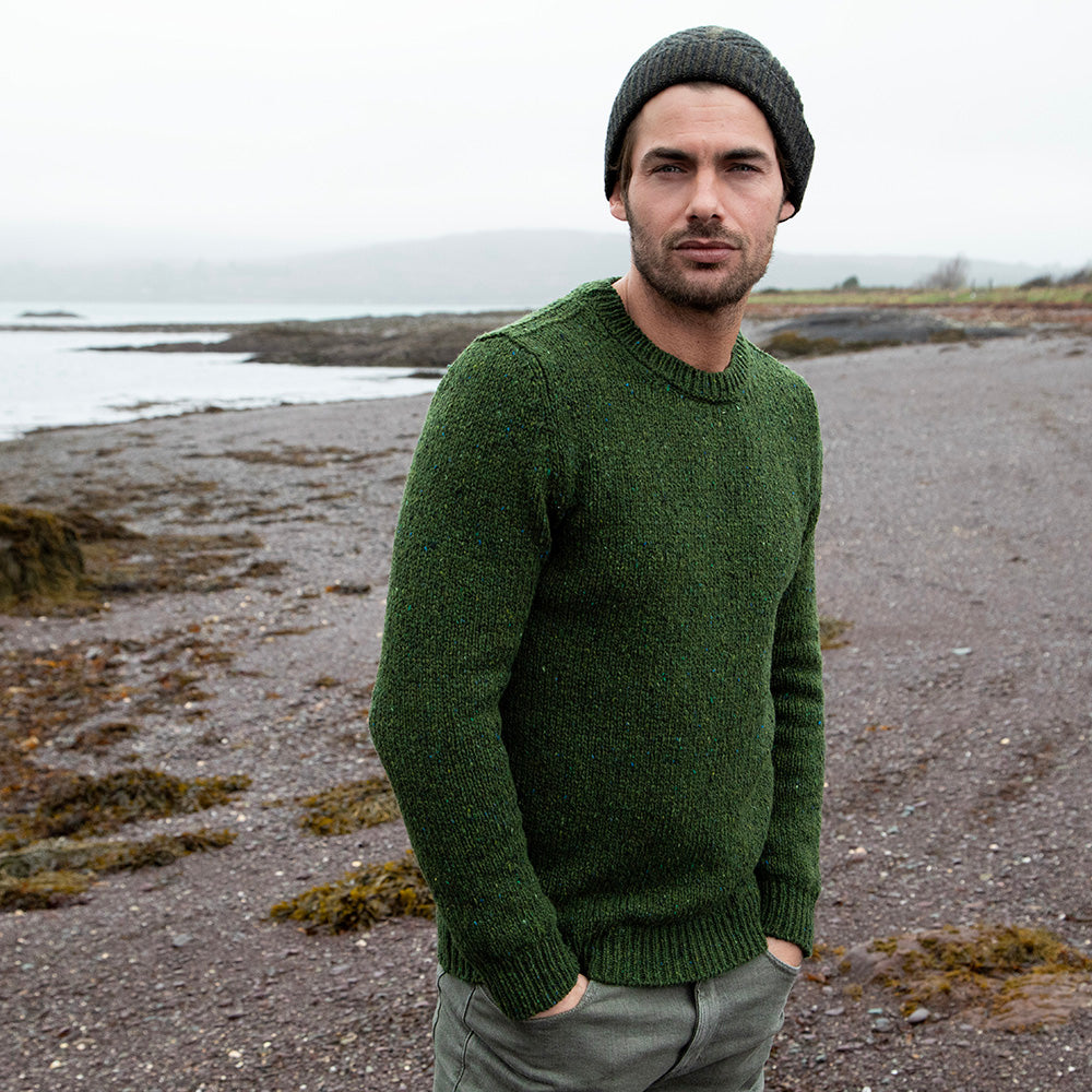 Green Irish Wool Mens Sweater
