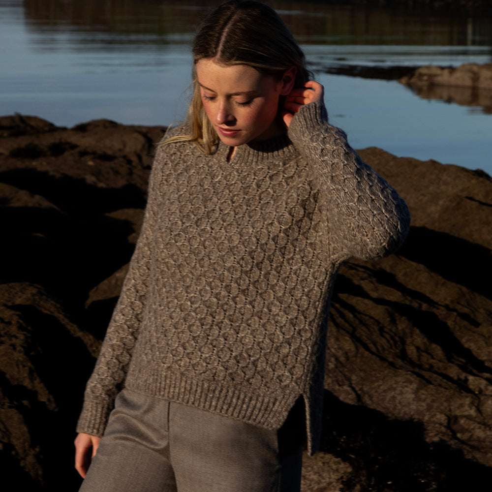 Honeycomb Stitch Jumper With Side Slits