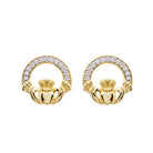 14kt gold claddagh earrings with stone detailing