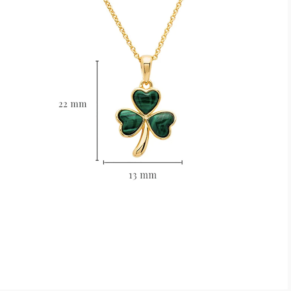 14kt gold irish shamrock malachite necklace