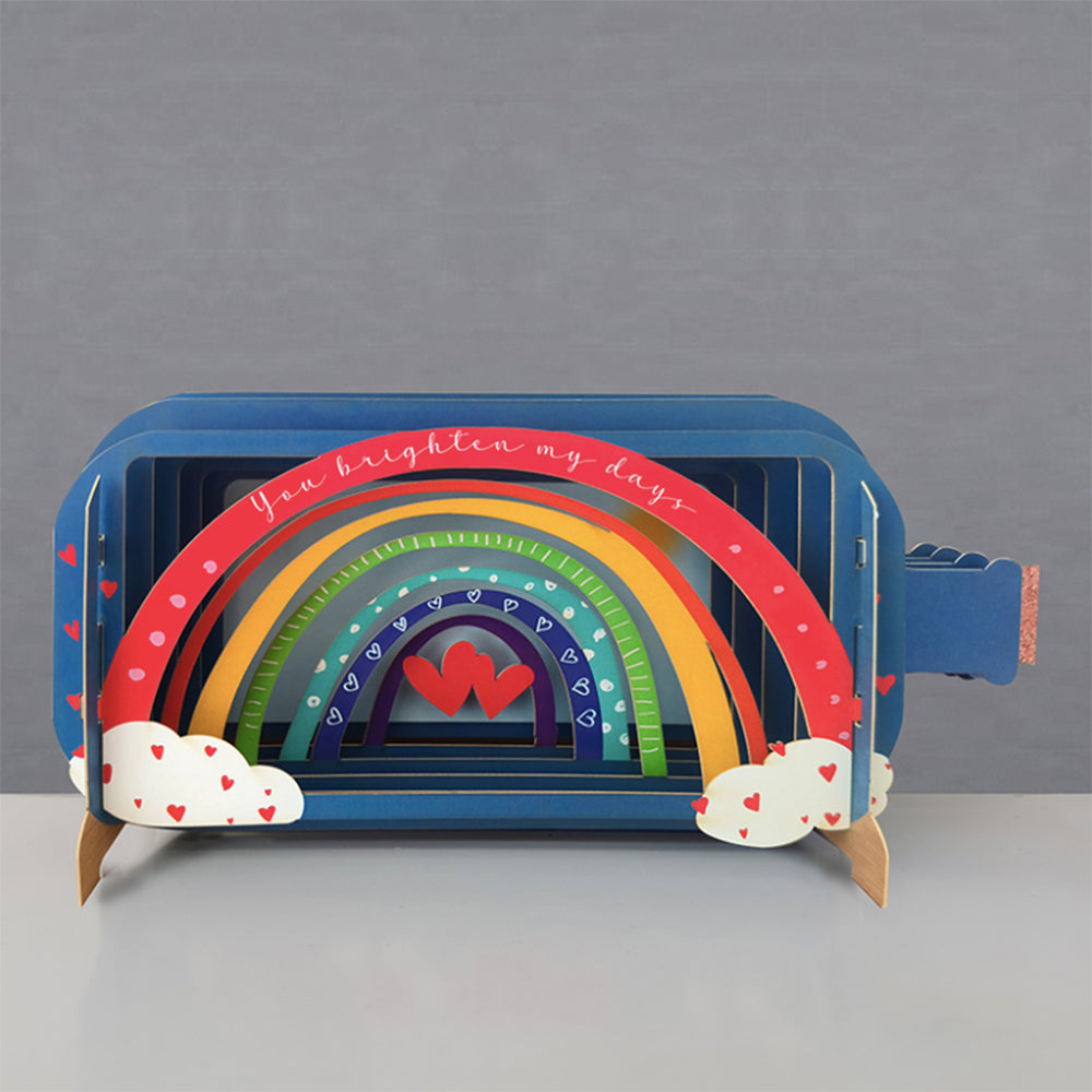Message in a bottle card with rainbow, You brighten my days