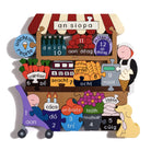 Irish language shop jigsaw puzzle with numbers and words