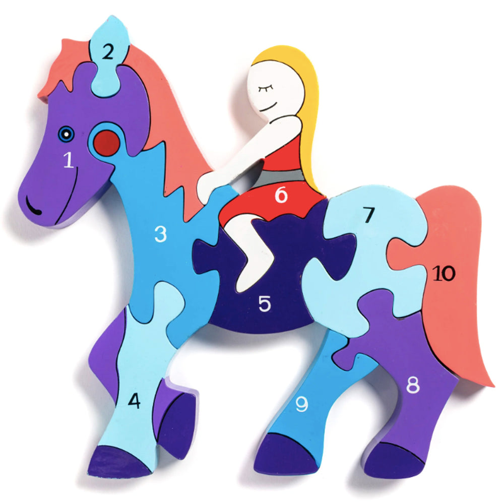 Horse number jigsaw puzzle with girl rider.