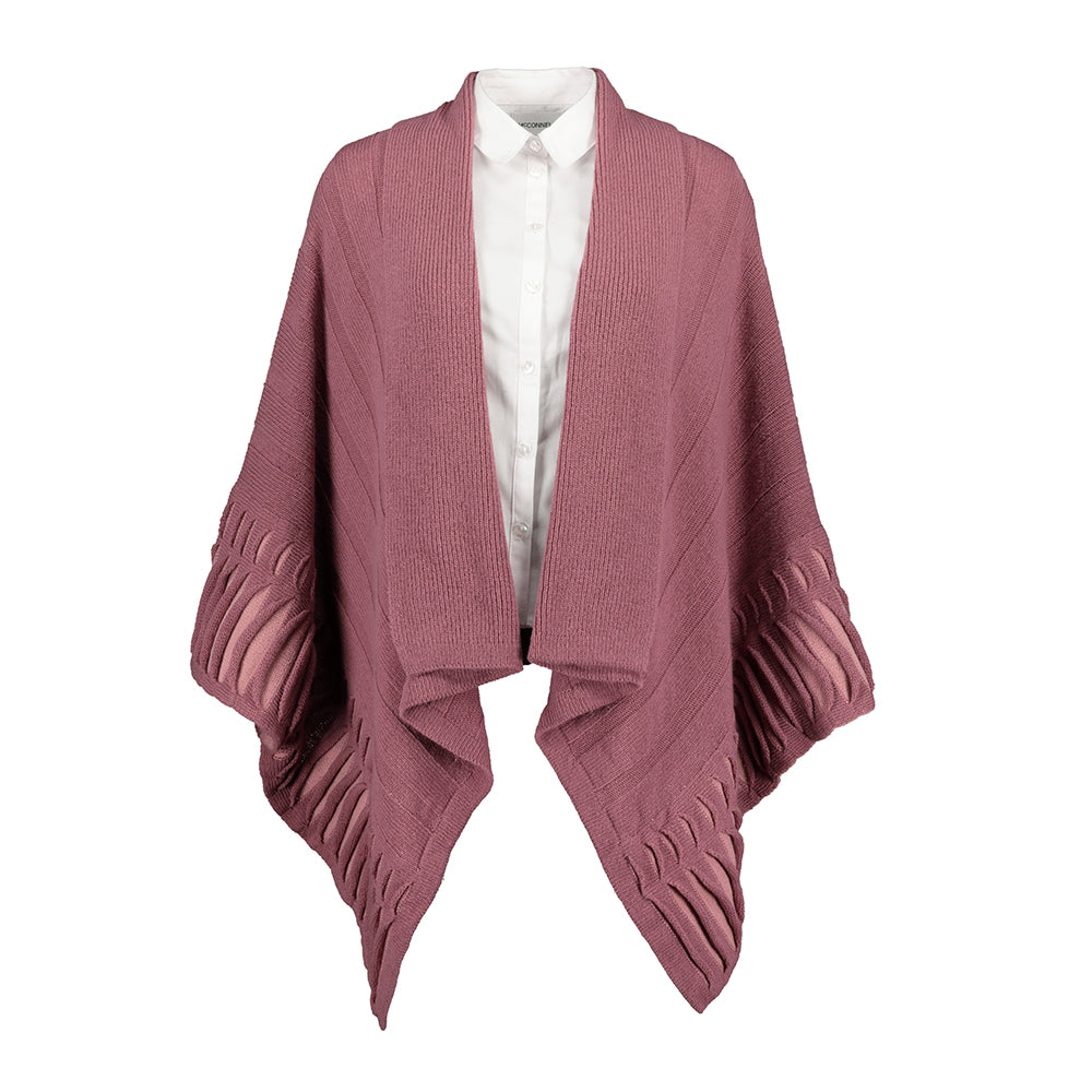 wrap cardigan in pink with texttured details