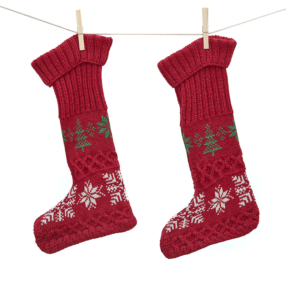 Irish Knitted Red Christmas Stocking 