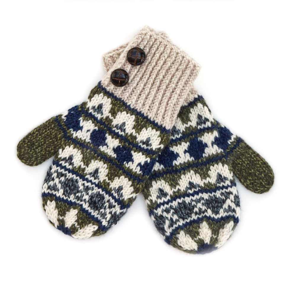 knitted mittens with sheep pattern