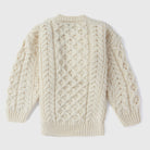 Kids cream Aran cardigan, back view, by Aran Woollen Mills