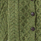Green Aran cardigan for kids, front view