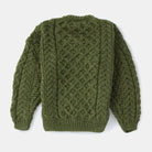 Kids Aran Wool Cardigan - Green (Back View)