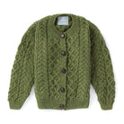 Green Aran cardigan for kids