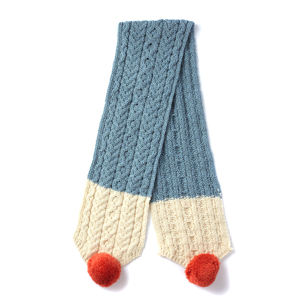 Aran Woollen Mills Kids Cream & Blue Scarf