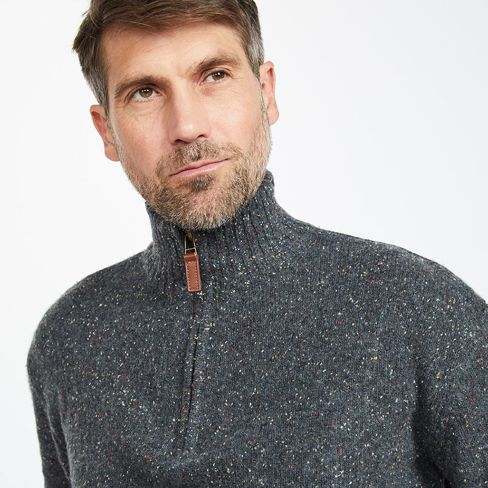 Men's Charcoal Fleck Zip Sweater from Aran Woollen Mills