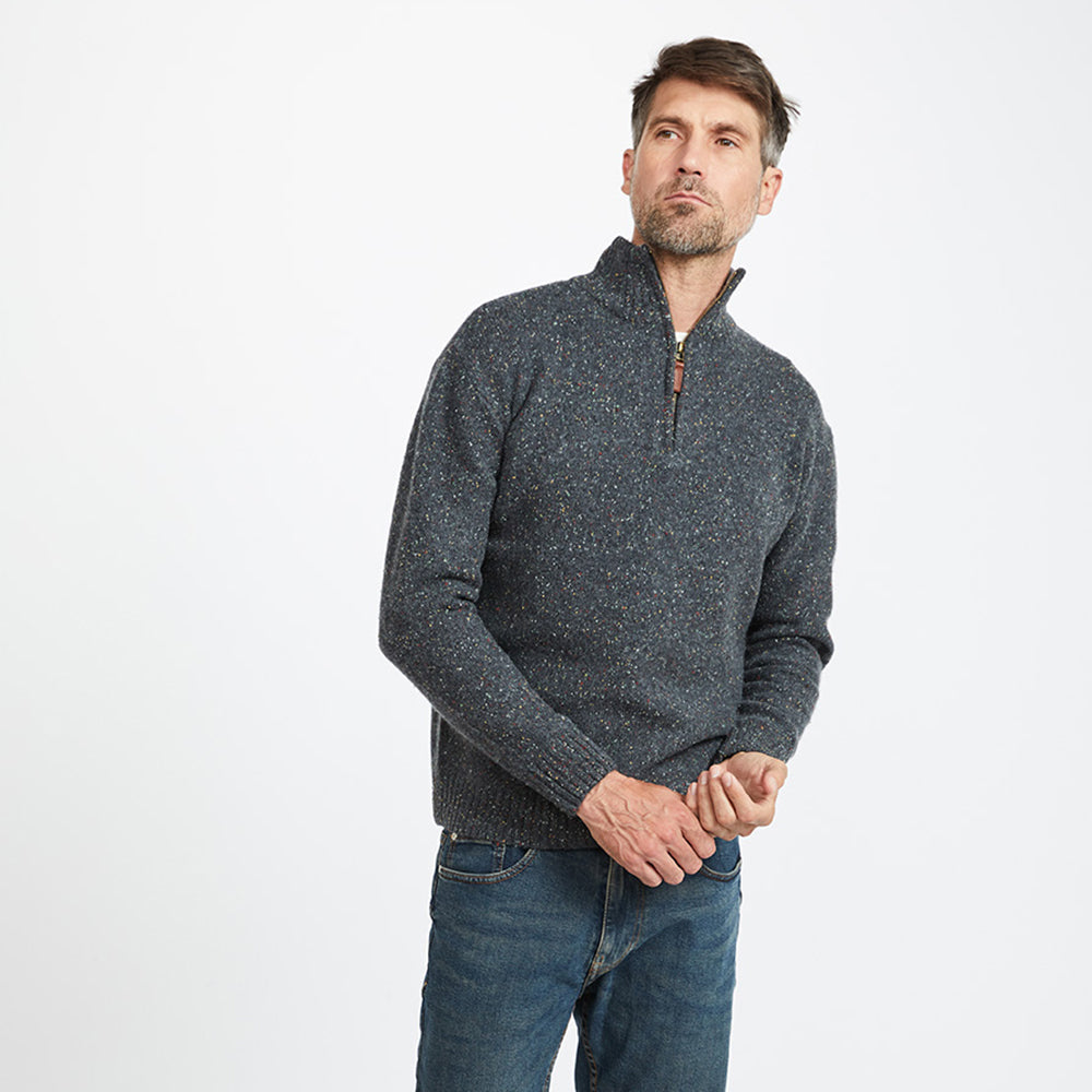 Men's Charcoal Fleck Zip Sweater by Aran Woollen Mills