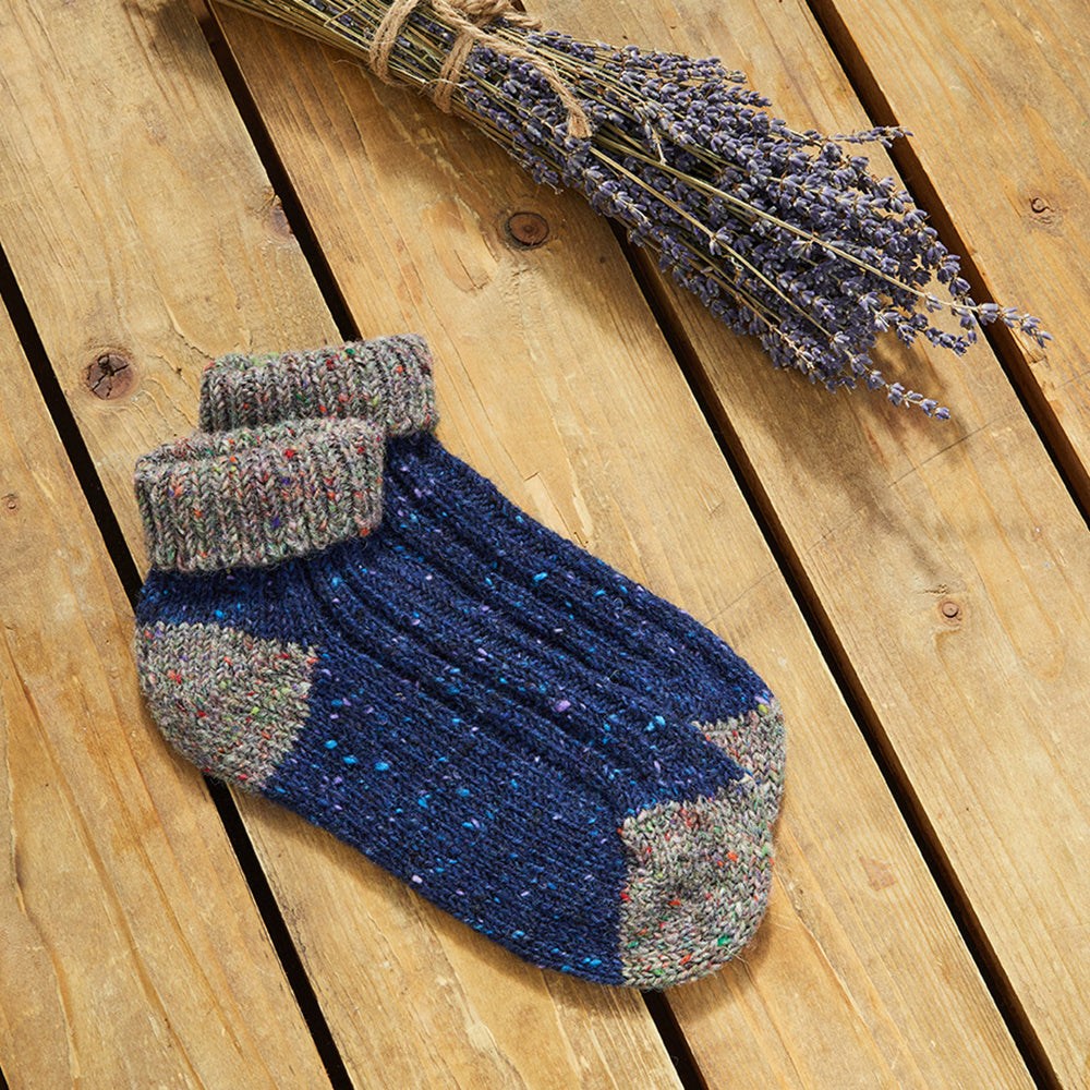 Navy & Oatmeal Aran Woollen Mills Socks