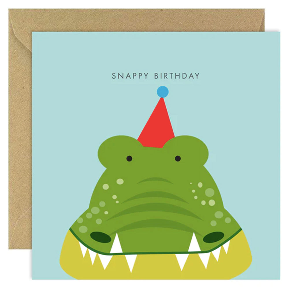 Snappy Birthday card with a cute alligator.