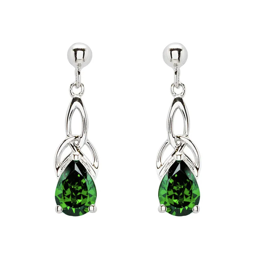 Sterling Silver Emerald Cubic Zirconia Drop Earring
