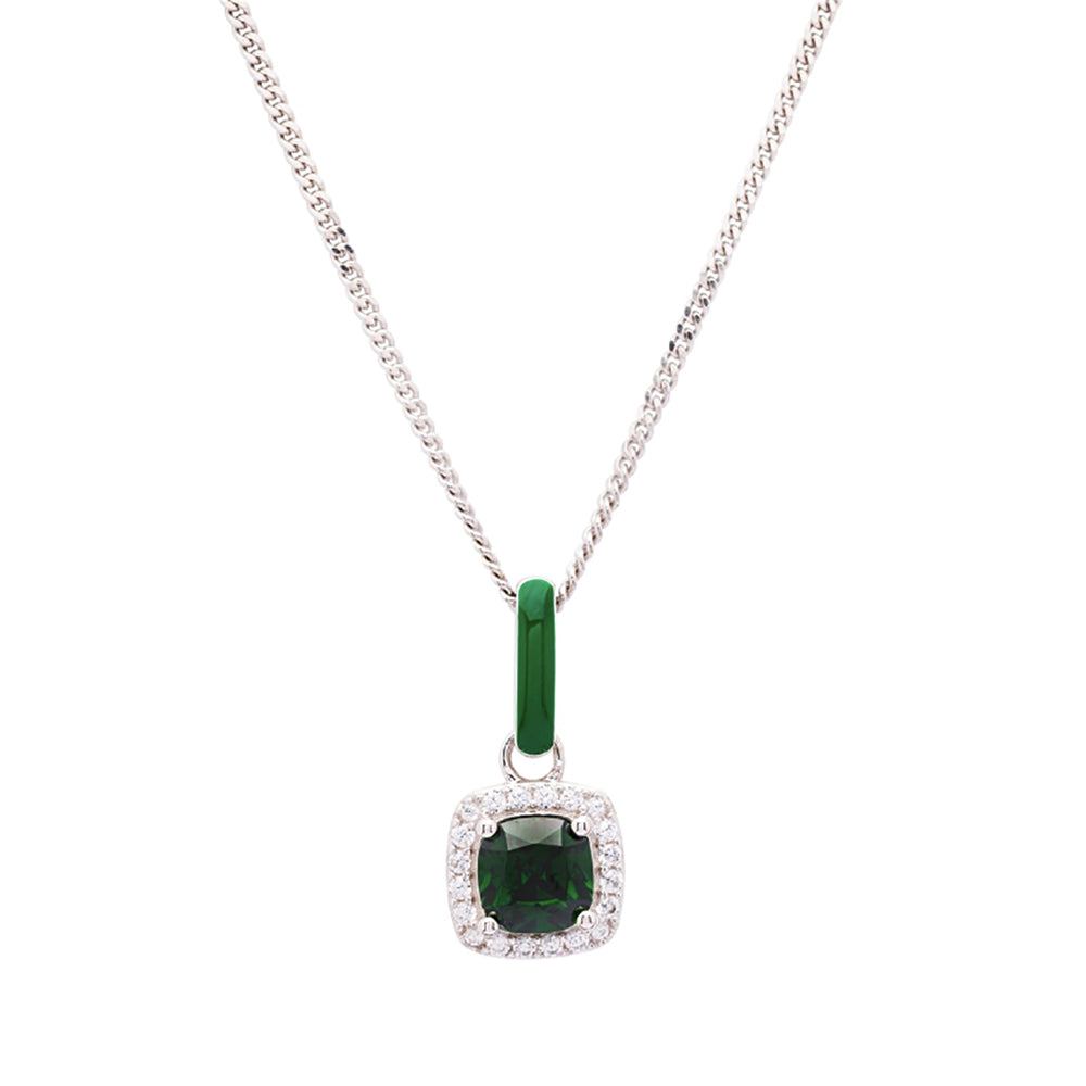 Emerald CZ necklace in sterling silver