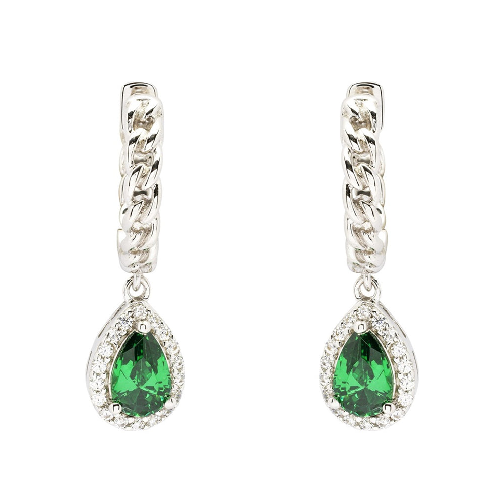 Sterling silver emerald halo earrings