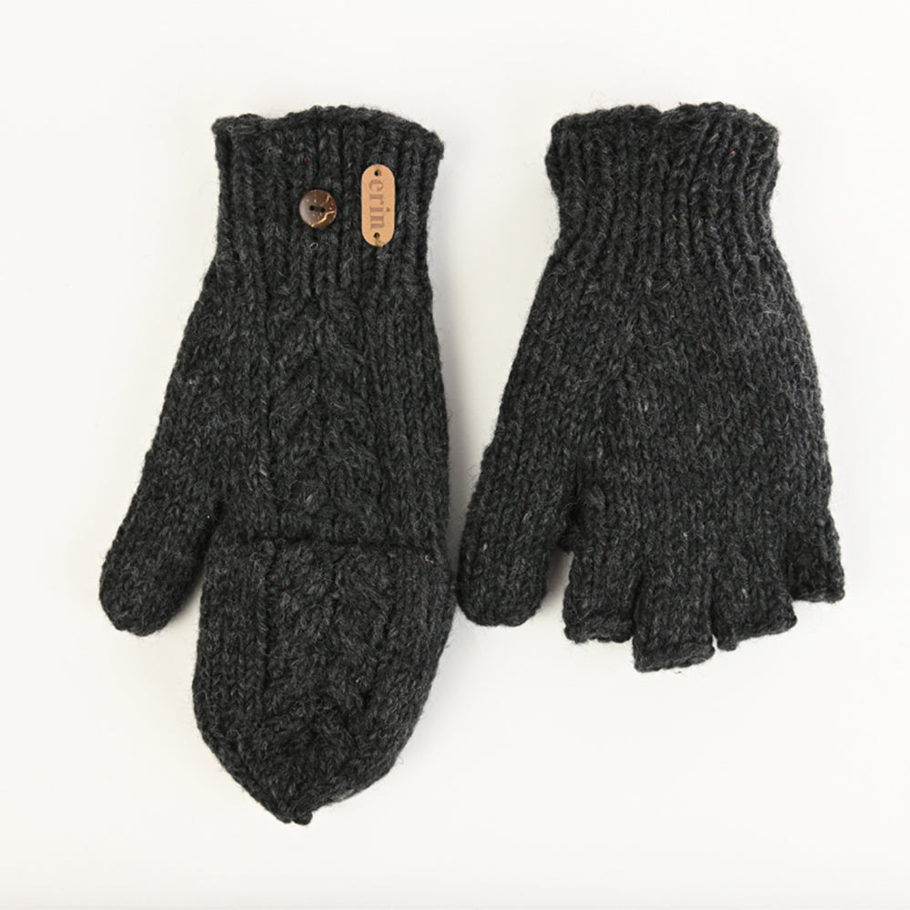 Charcoal Hunter Knit Mittens by Erin Knitwear