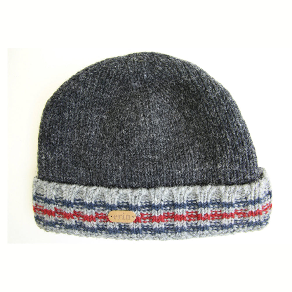Erin Knitwear Charcoal Grey Ribbed Turn Up Hat