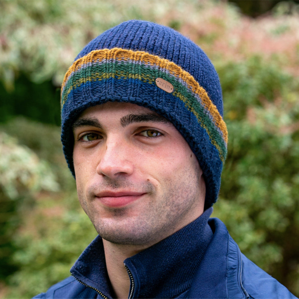 Navy Rib Knit Turn-Up Hat