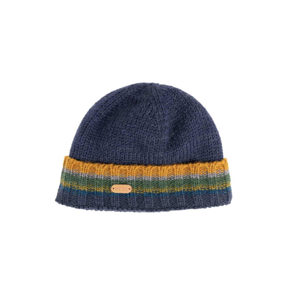 Navy Rib Knit Turn Up Hat