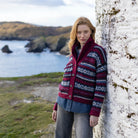 Irish Wool Jacquard Cardigan with Buttons