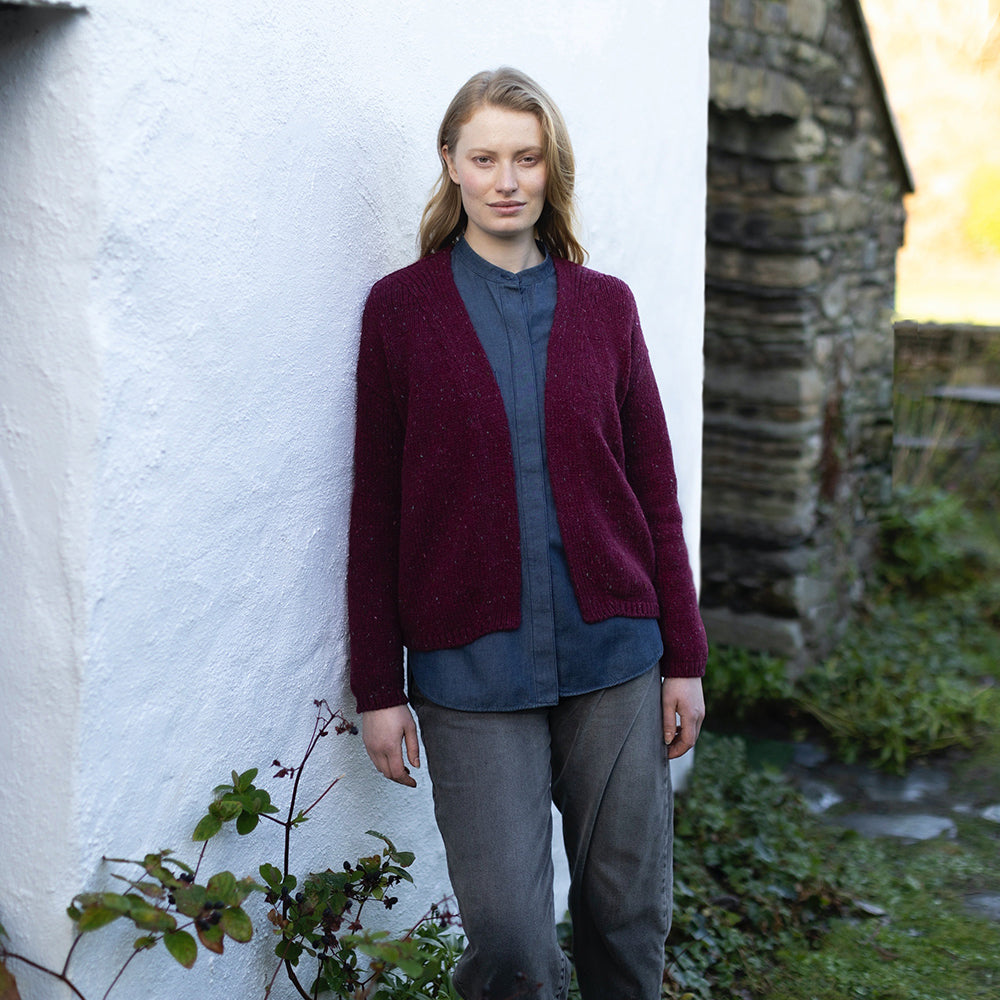 Irish Wool Knitwear Cardigan Burgundy