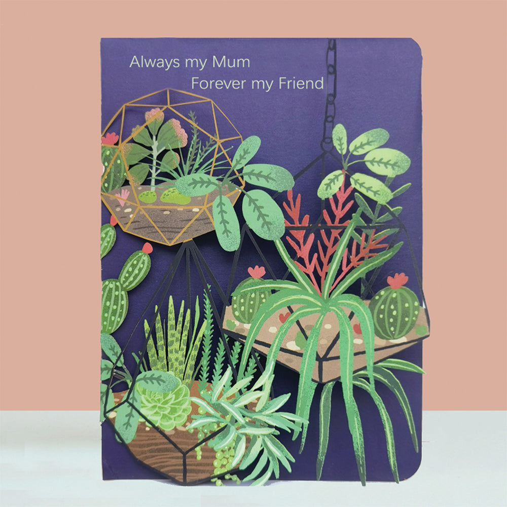 Happy Mother's Day card with hanging plants, Always my Mum