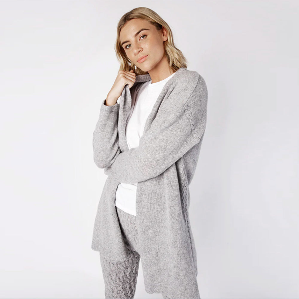 Ireland's Eye Light Grey Edge-to-Edge Knitwear Cardigan