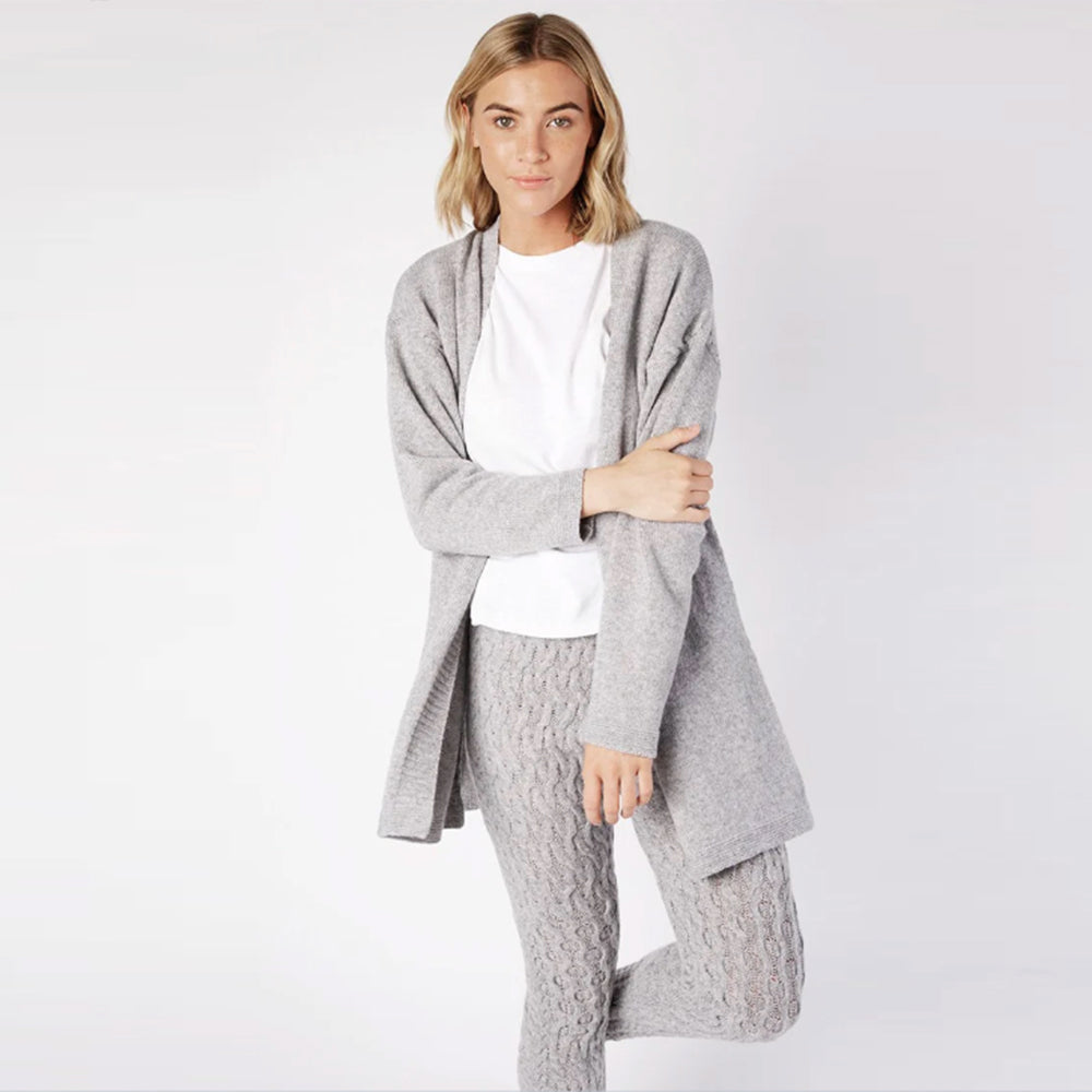 Ireland's Eye Light Grey Edge-to-Edge Knitwear Cardigan
