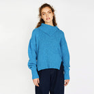 Blue Wilde Funnell Neck Sweater from Ireland's Eye Knitwear