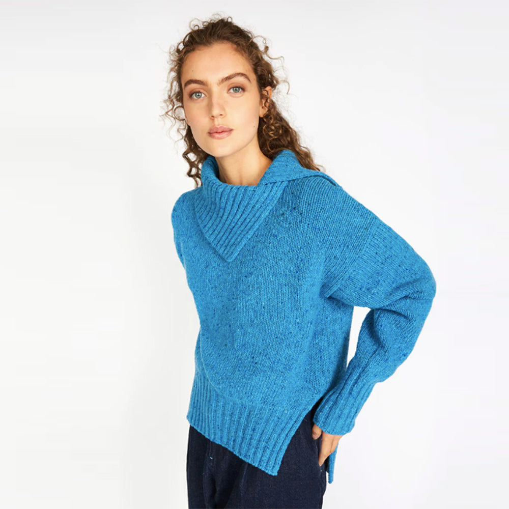 Ireland's Eye Wilde Funnel Neck Sweater in Blue